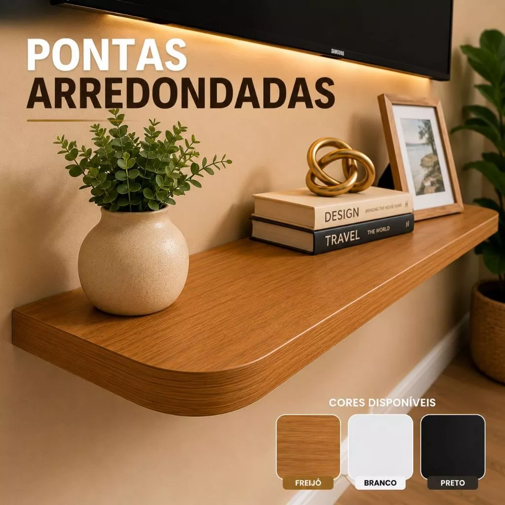 Prateleiras MDF 25mm Premium PONTAS ARREDONDADAS Suporte Invisível Diversas Medidas — imagem 1