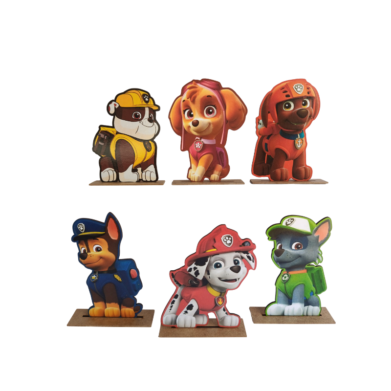 Display de Mesa Kit 6 Peças Para Festa Patrulha Canina MDF
