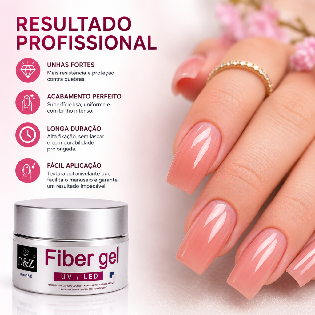 Kit 3 Fiber Gel 18g D&Z Para Unhas Gel fibra Profissional Alongamento De Unha Led/Uv — imagem 2 de 2