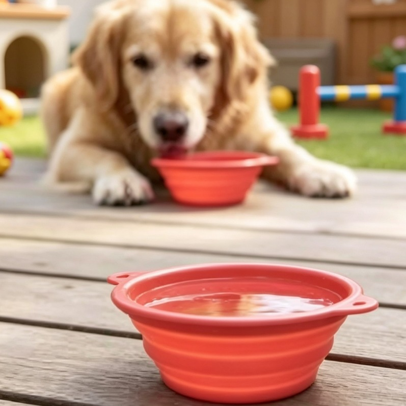 Prato Pet Retrátil Silicone 350ml Portátil Dobrável Cães Gatos Viagem Passeio