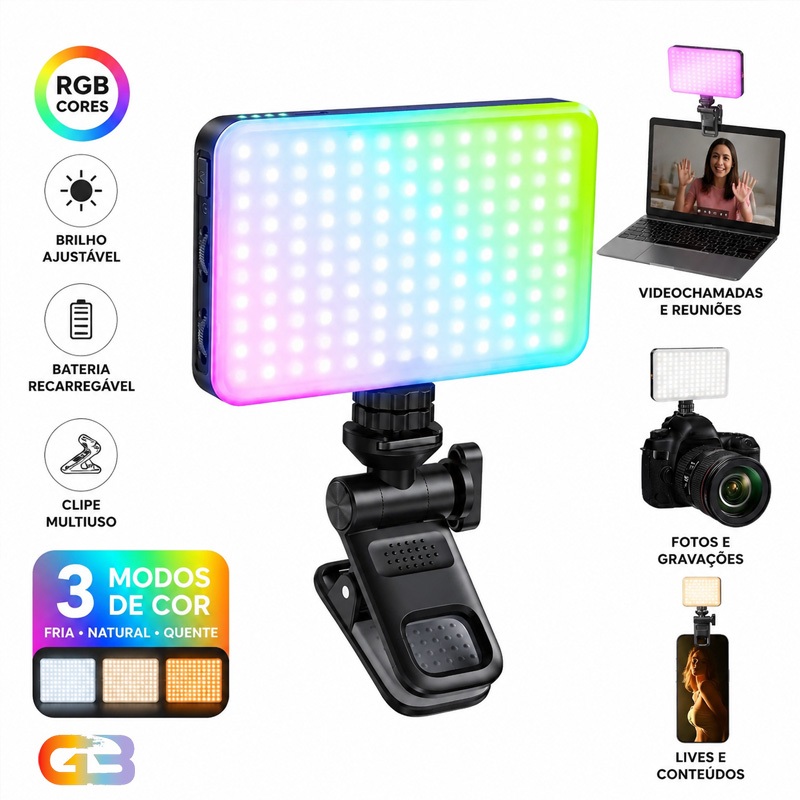 Luz Portátil Para Foto LED Sete Cores De Preenchimento Led Fotos Profissional Iluminação Video Fotográfica RGBBGD