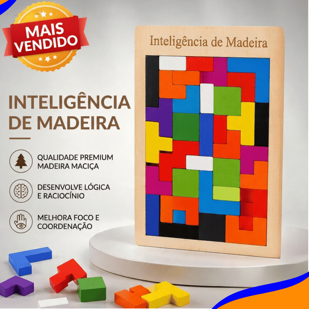 Tetris Quebra-Cabeça 3D Colorido Tangram De Madeira /jogos