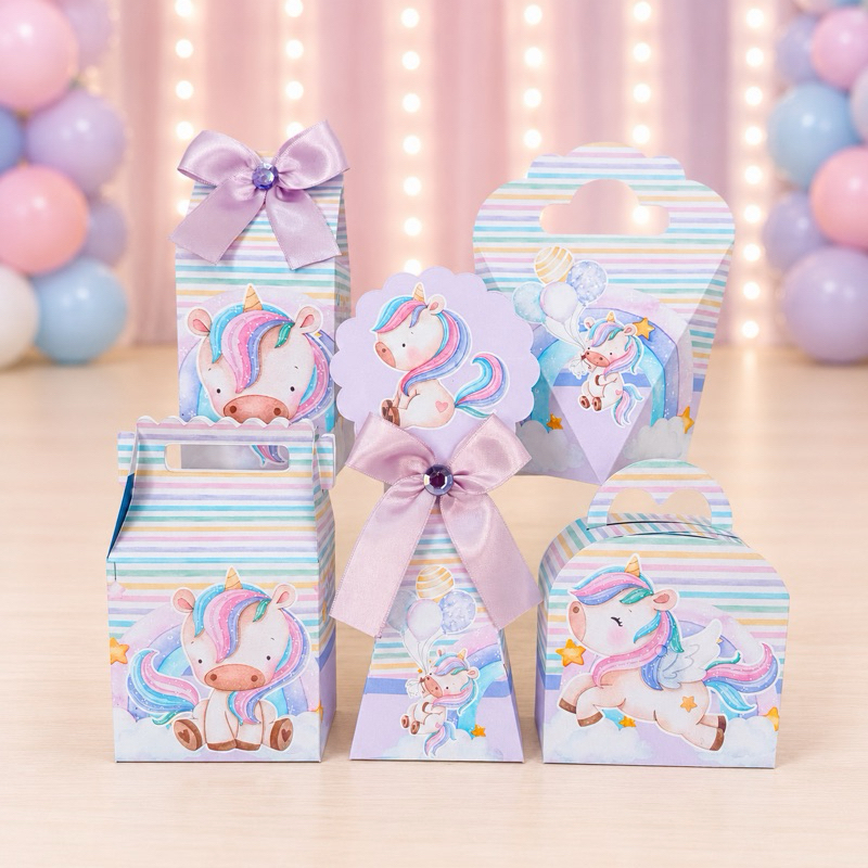 Kit Festa Unicórnio Caixinhas para festa infantis lembrancinhas de aniversario mimos decoração personalizados do tema