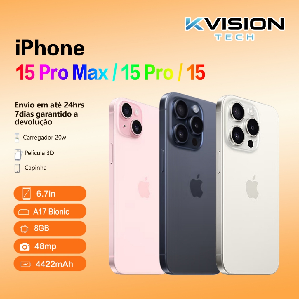 Celular Iphone 15/ 15 Pro/ 15 Pro Max 128gb/ 256gb 100% Original Com Garantia- Vitrine
