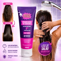 Progressiva de Chuveiro Super Poderes 100ml • Liso Instantâneo • Termoativada • Sem Formol