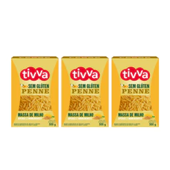 Kit 3un Macarrão Penne 500G Linhaça Dourada Sem Glúten Tivva