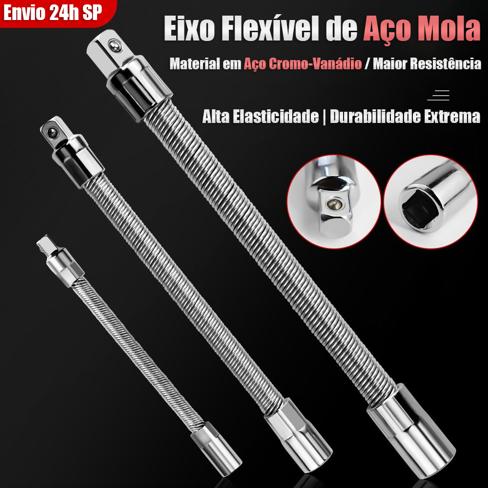 Extensão Flexível Longa Soquete 1/4 3/8 1/2 Haste Adaptador Chave Catraca
