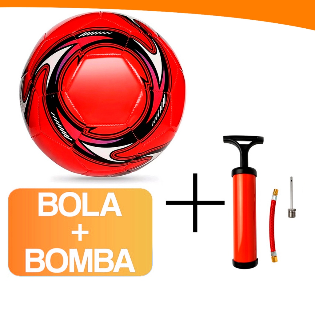 Bola de Futebol + Bomba de Encher Ar Para Campo Costurada Profissional 25cm Importadora Util
