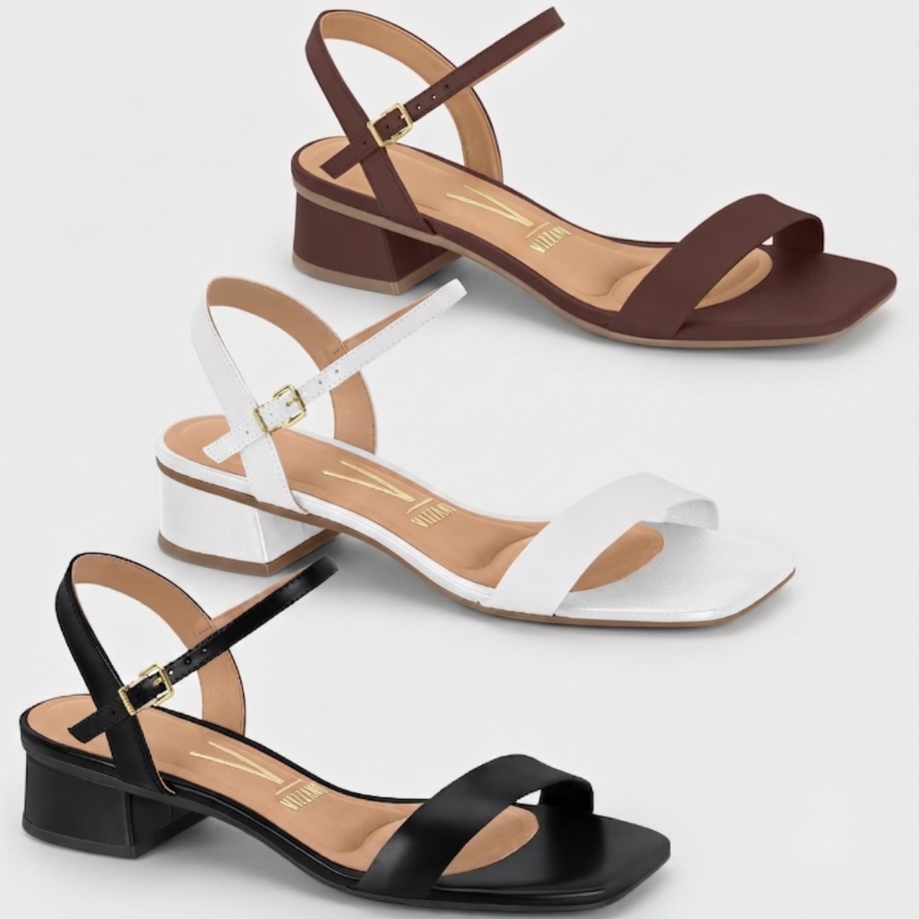 Sandália Feminina Vizzano Salto Bloco Baixo Grosso Básica 4cm Saltinho ORIGINAL