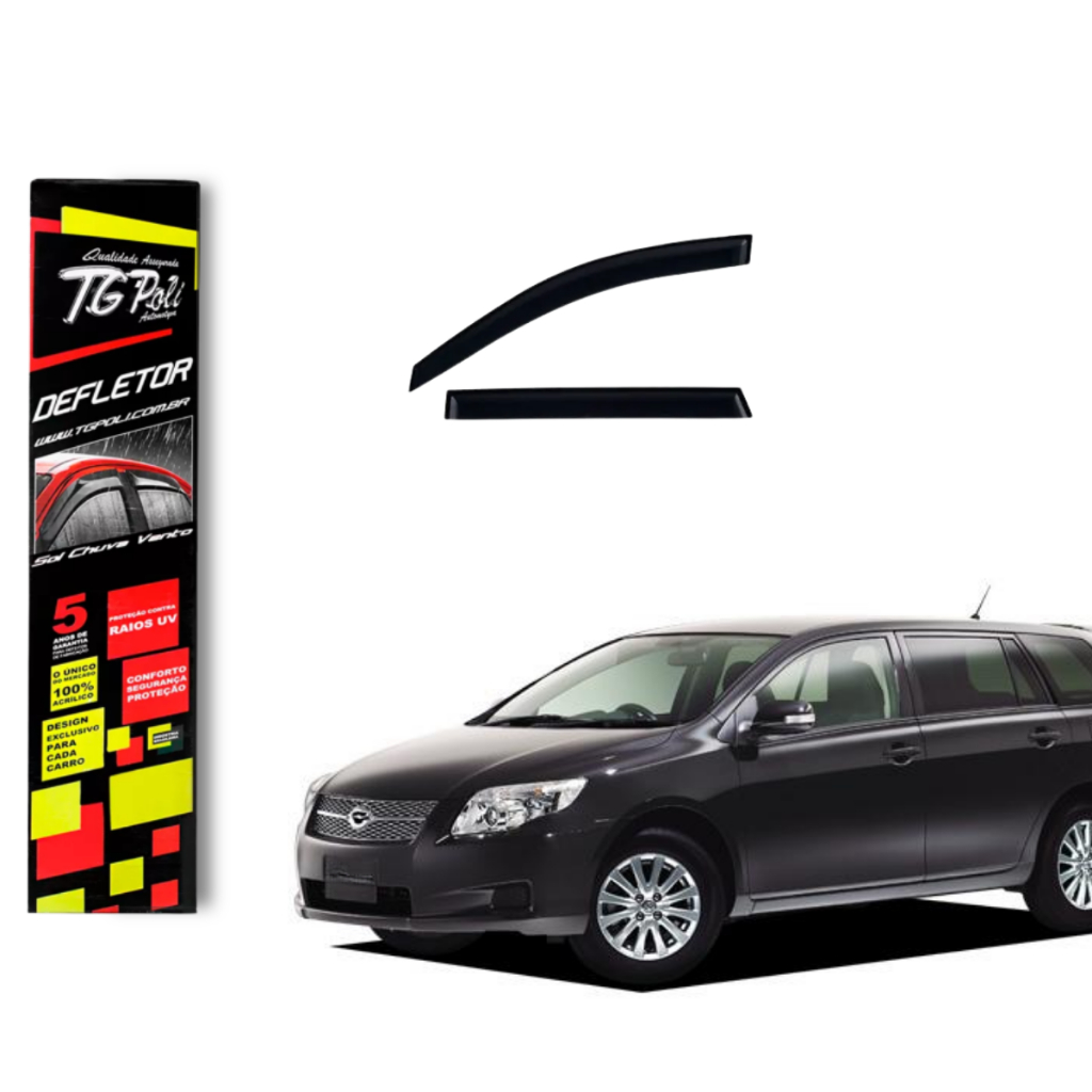 Calha de Chuva Toyota Corolla Fielder 2004 a 2008 TG Poli Defletor 4 portas Protetor Janelas Fumê