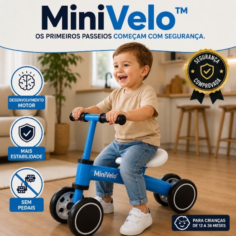Bicicleta Infantil Equilibrio Azul Sem Pedal Confortavel Segura Desenvolvimento Motor