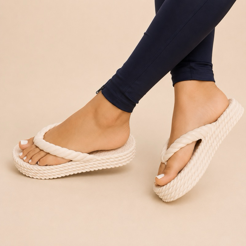 Chinelo Feminino Trançado Casual Plataforma Macio Antiderrapante Moda Feminina