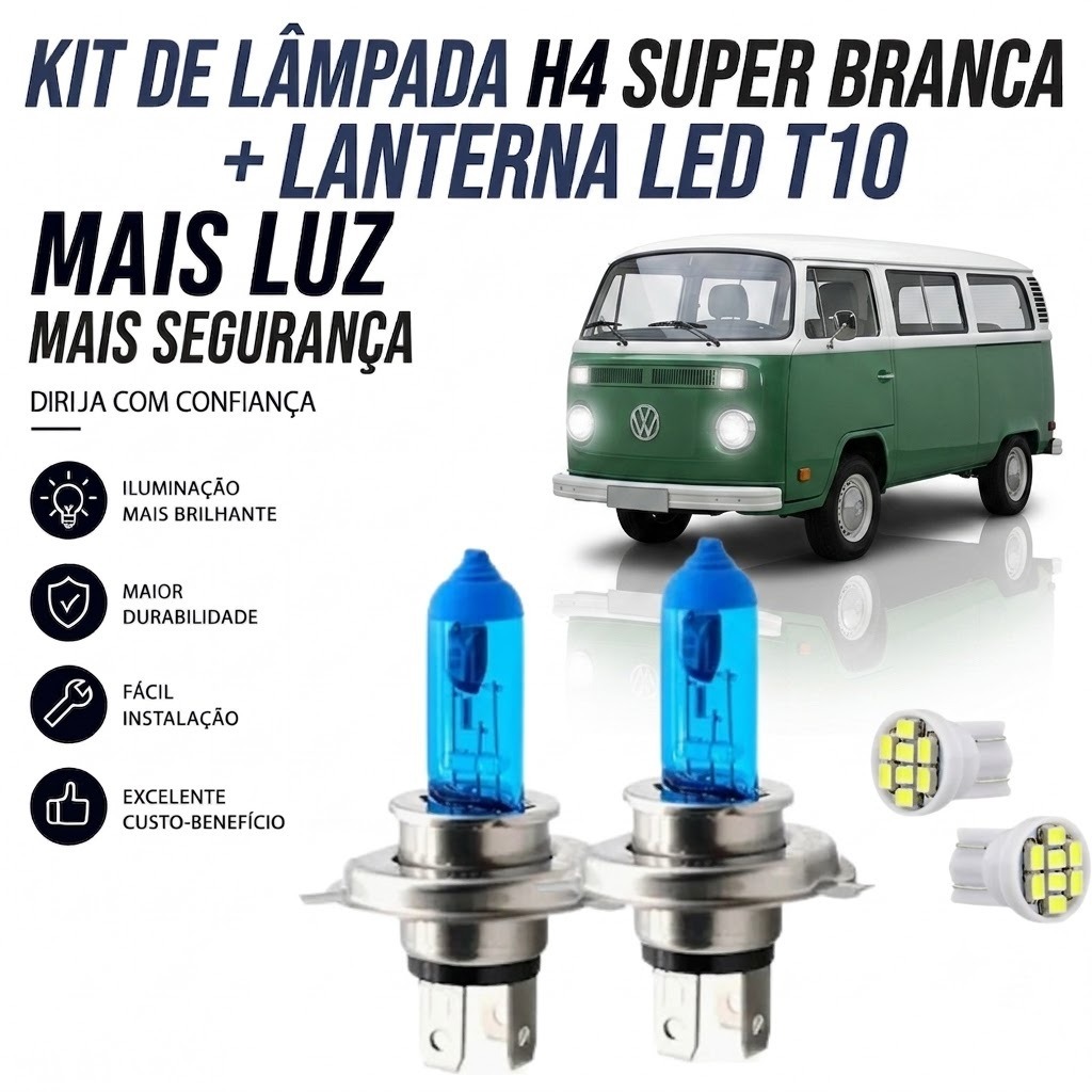 Lâmpada farol BAIXO / ALTO - SUPER BRANCA KOMBI 1957 ATÉ 2016