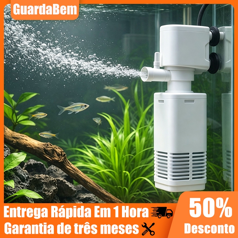 Filtro Interno Aquário 400 L/h 3 em 1 com Bomba Submersa para Aquario Pequeno até 40 Litros