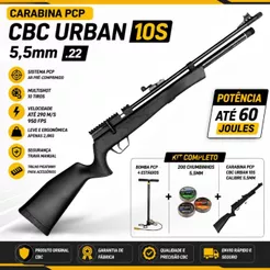 Carabina PCP CBC Urban 10S 5,5mm + Bomba PCP + 200 Chumbinhos