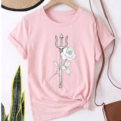 Camiseta tradicional blusa feminina estilosa 100%algodão descolada fé místico laroye fenda flor