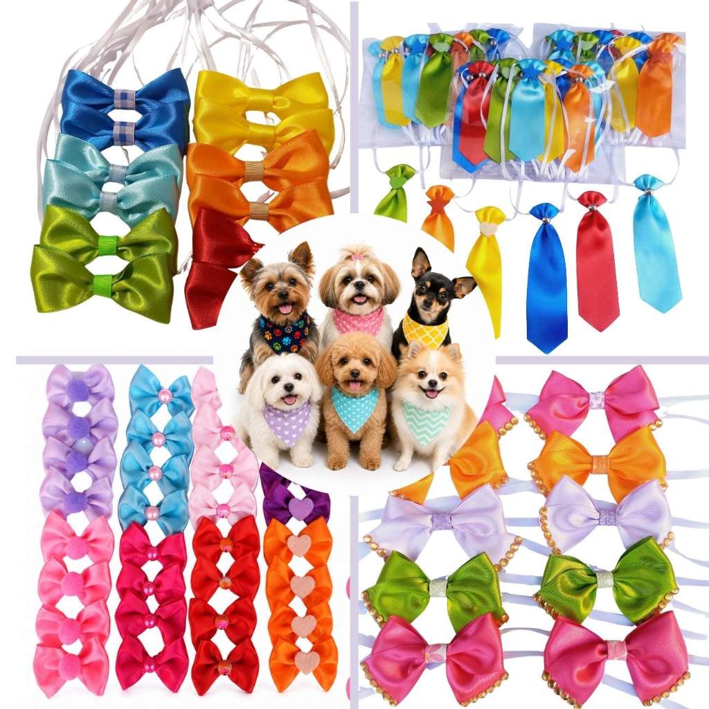 Kit 150 Peças Bandana Pet Gravata Pet Laço Pet Banho E Tosa Pet Shop