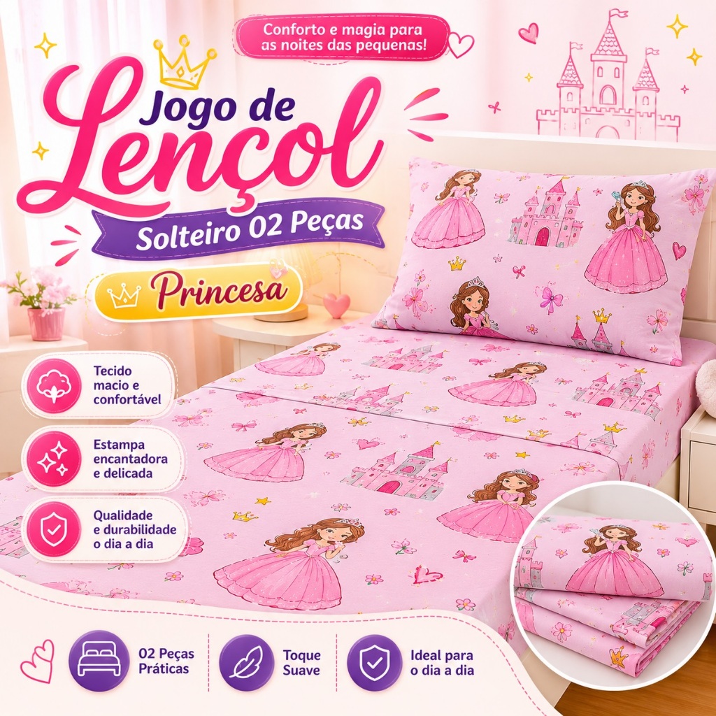 Jogo de Lençol Solteiro 02 Peças Microfibra Estampada Oferta