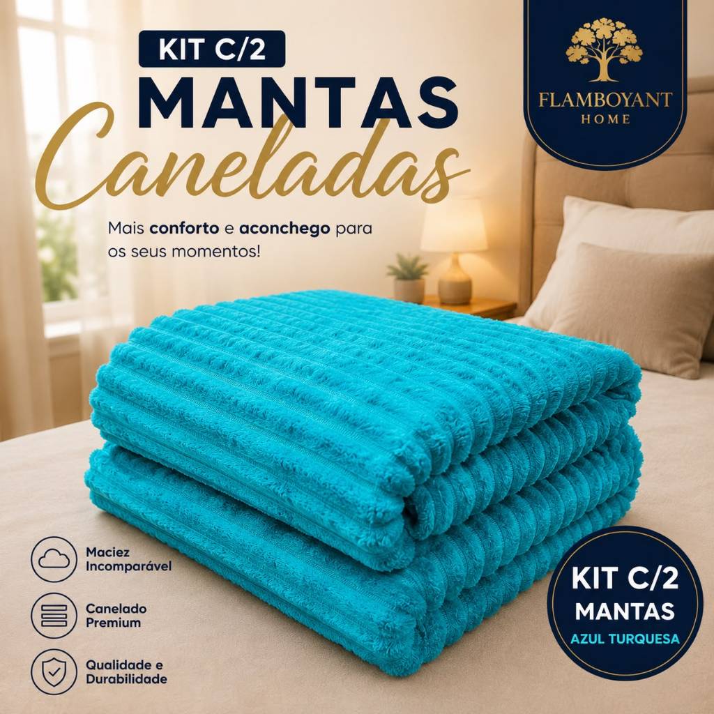 Kit 2 Mantas Cobertor Manta Canelada Casal 2,00x1,80 Super Luxo — imagem 2 de 2