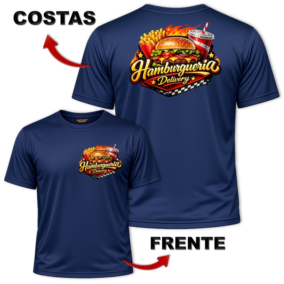 KIT COM 3 Camisas Camisetas Unissex Uniforme Profissional HAMBURGUERIA Hambúrguer Lanchonete Garçom Dry Fit Confortável