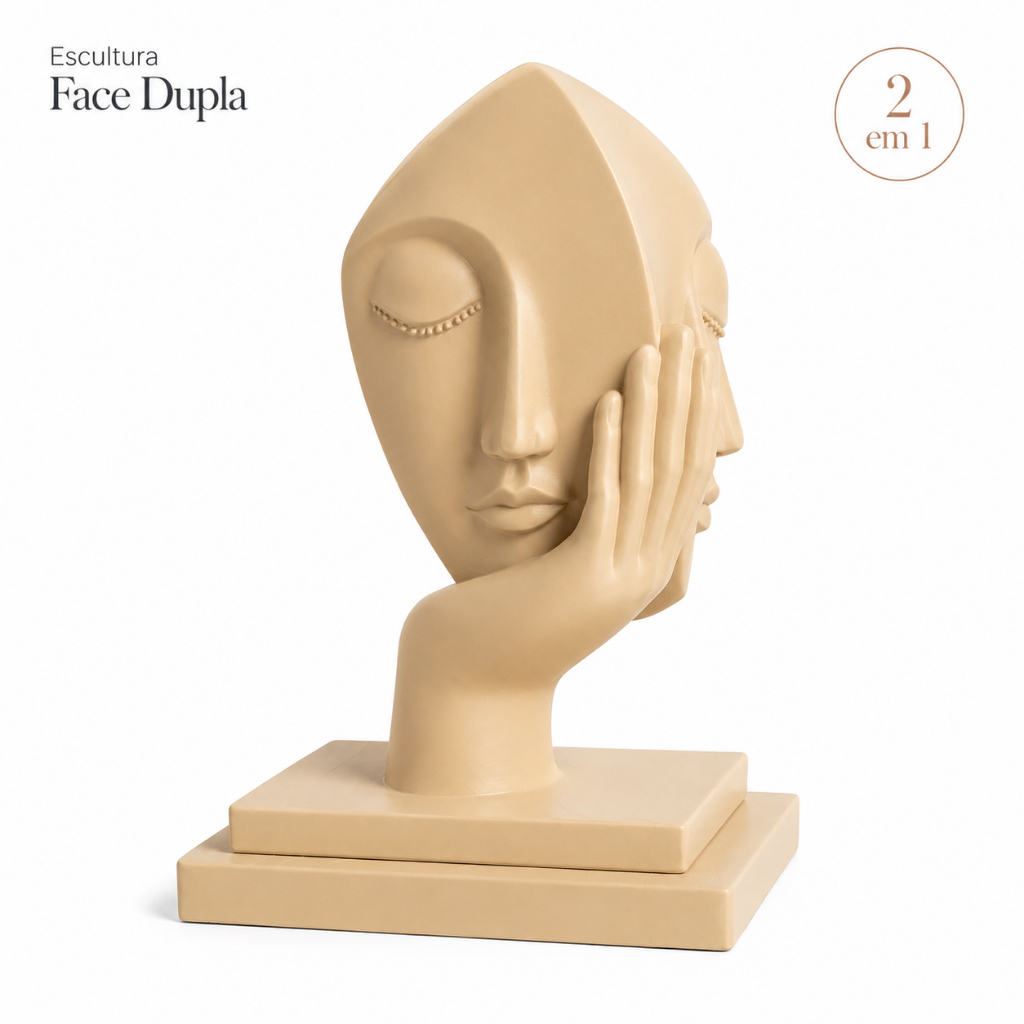 Escultura Decorativa Face Dupla 2 em 1 Rosto Abstrato Minimalista para Sala Escritório Estante