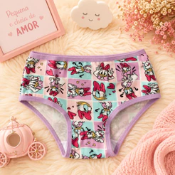 Kit Calcinhas Infantis Estampadas Bumbum Conforto Forro 100% Algodão Menina