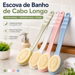 Escova de Banho para Costas com Cabo Longo, Cerdas Macias, Esfoliante e Massageadora Corporal, 4 Cores