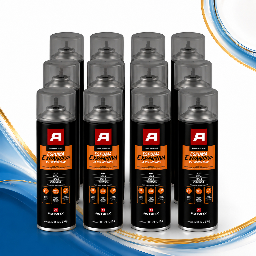 12 Unidades Espuma Expansiva Poliuretano Profissional 500ml/310GR Auto Fix Profissional