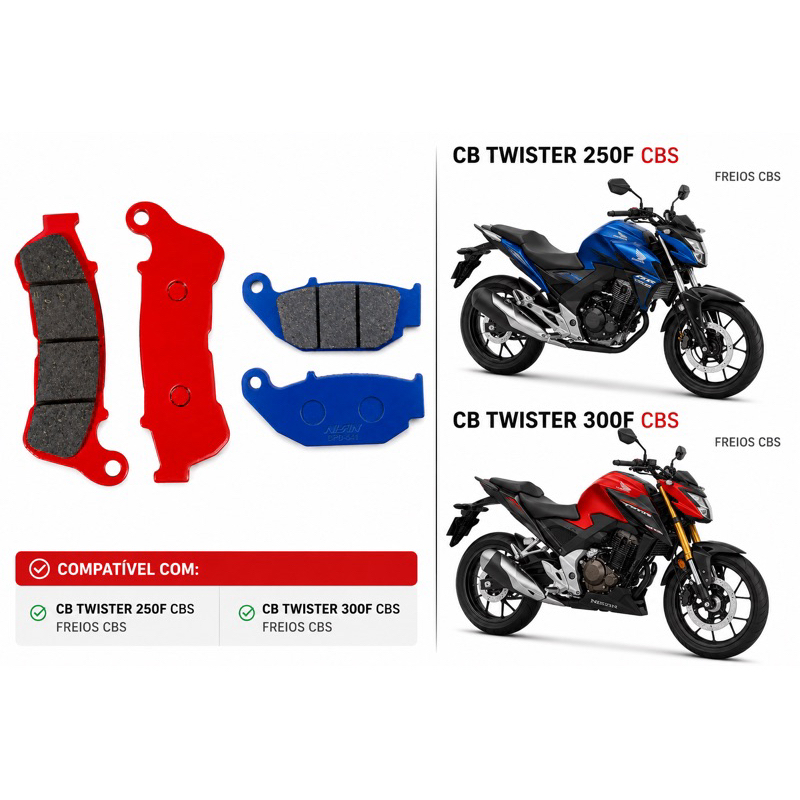 Pastilha De Freio Dianteiro/Traseiro Cb Twister 250f Cb Twister 300f Com Cbs