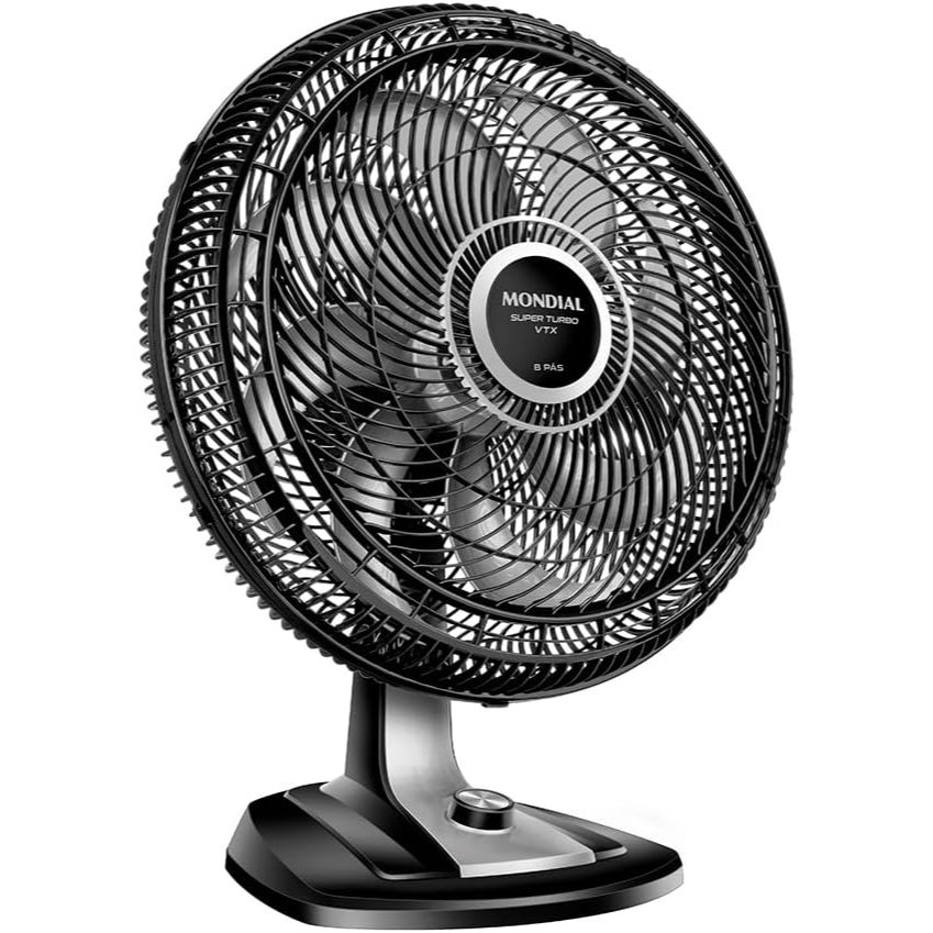 Ventilador MONDIAL 50cm Super Turbo 8 Pás, Preto/Prata, 150W, 110V - VTX-50-8P
