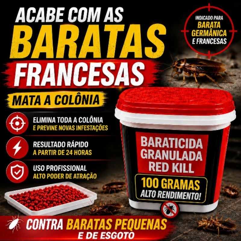 Veneno Isca Mata Barata Germânica Francesinha Cozinha Esgoto Potente Elimina Infestação sem dedetização. Super eficiente