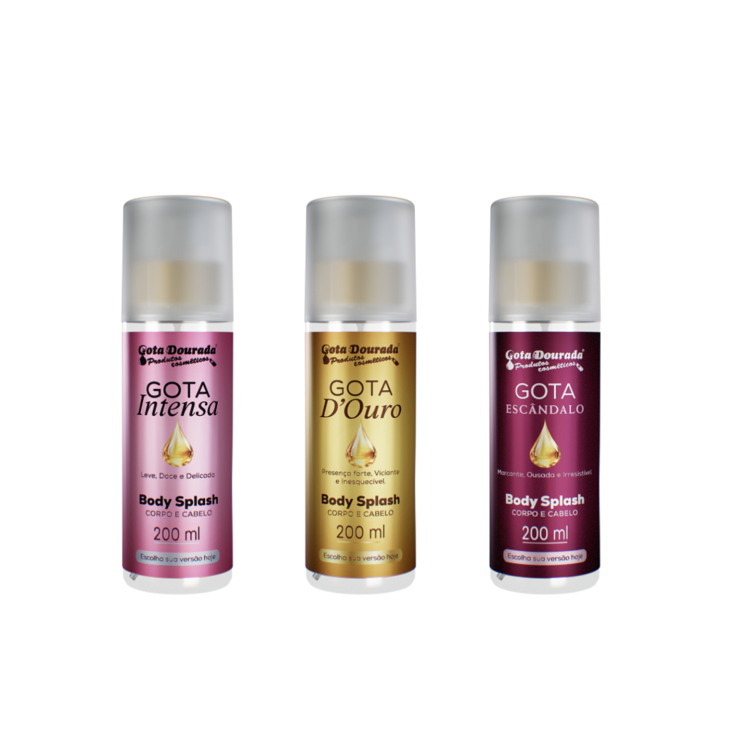 Trio Body Splash Feminino Gota Dourada 200ml - Intensa, D'Ouro e Escândalo