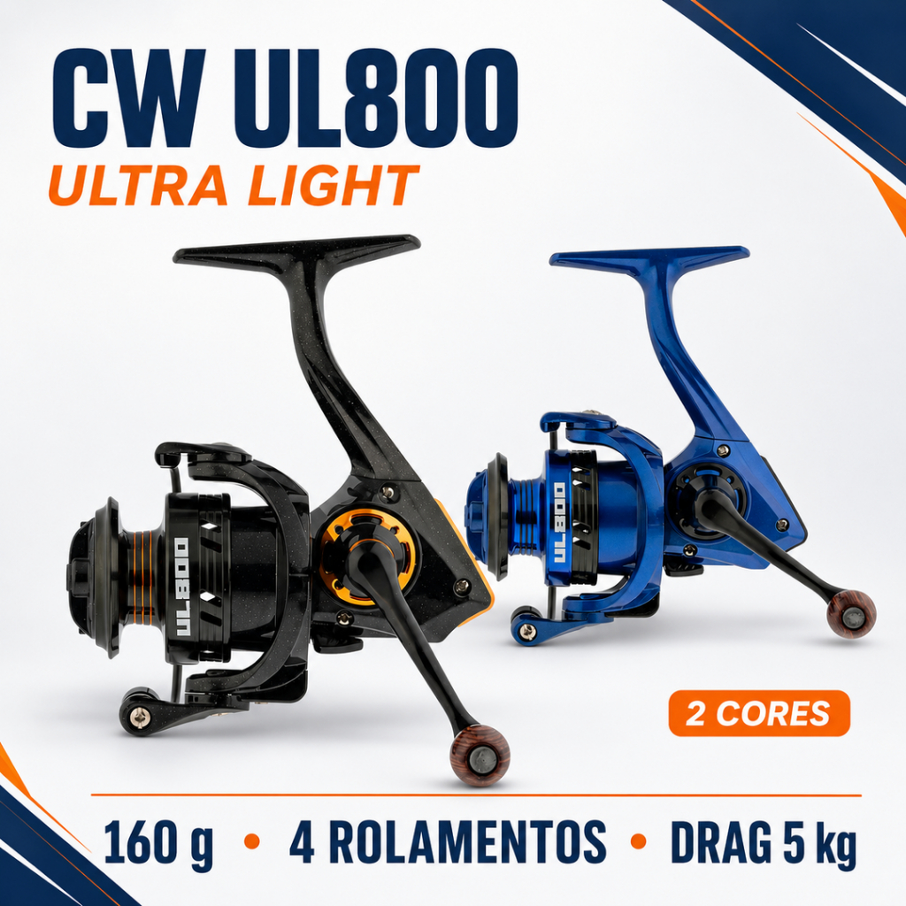 Molinete CW UL800 Ultra Force Ultra Light 4 Rolamentos Drag 5kg