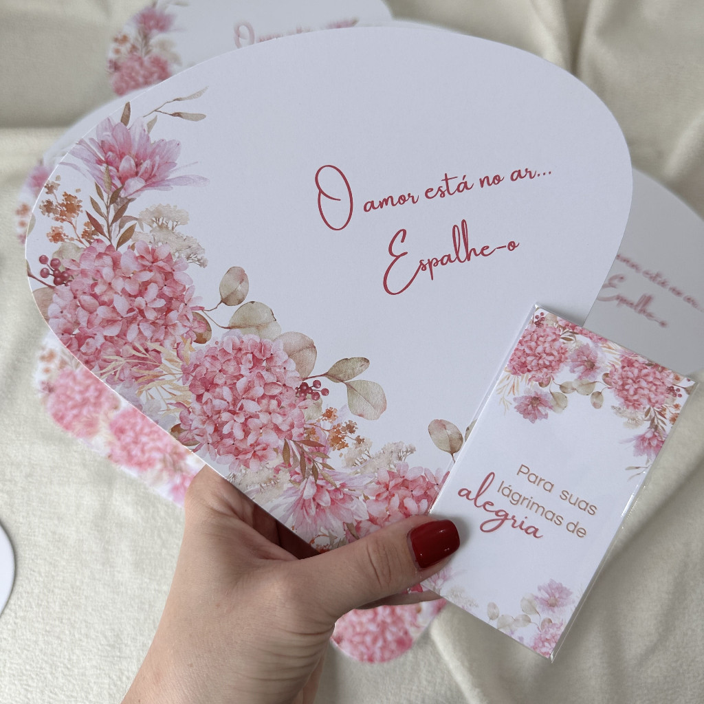 Kit - Lágrimas de Alegria + Leque Personalizado para Casamento - PRONTA ENTREGA