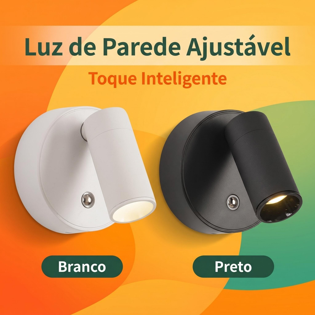 Luminária de Quarto Arandela LED Sem Fio Recarregável Abajur de Cabeceira Portátil