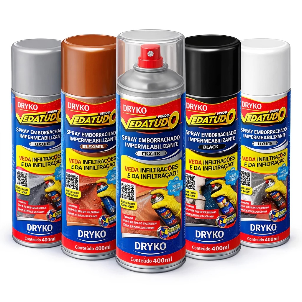 Borracha Liquida Impermeabilizante Spray Vedatudo Impermeável 400 ml Dryko