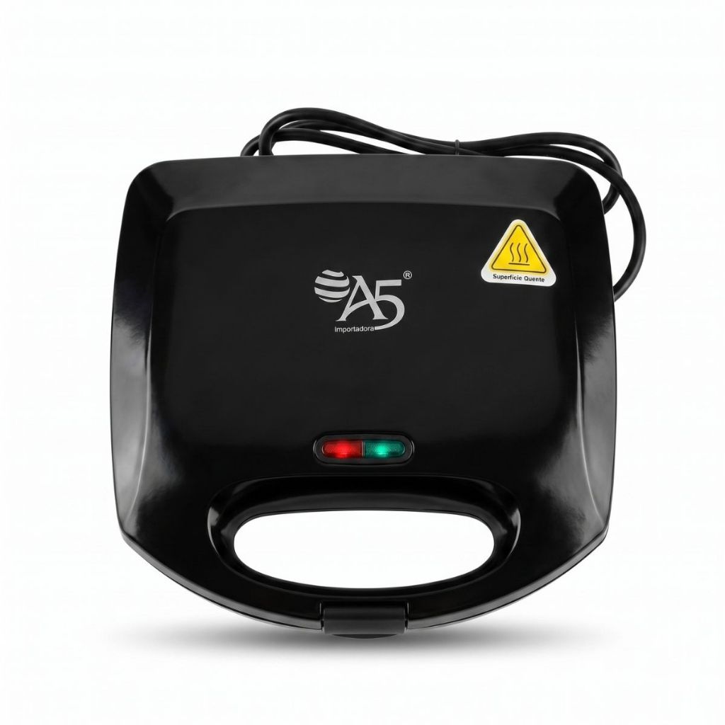 Sanduicheira Elétrica e Grill Duplo Antiaderente 2 em 1 Termostato Automático Boston Preta 750w 220V