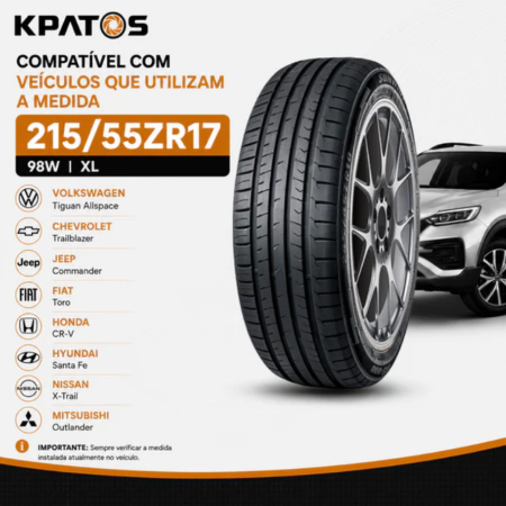 Par Jogo 2 Pneus Aro 17 Kpatos 215/55ZR17 98W XL FM601/0641 Alta Performance Reforçado Kit · foto 2