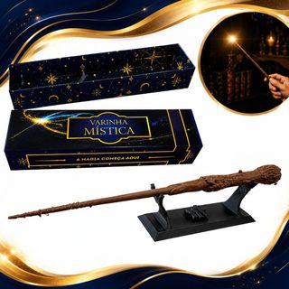 Varinha Mágica Tipo Harry Potter Com Suporte Expositor Caixa Premium Colecionável Decorativa