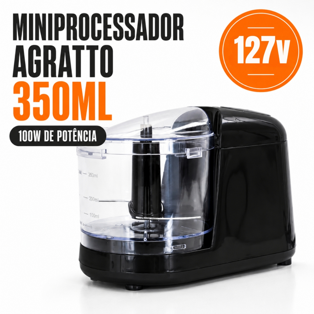 Mini Processador Elétrico Agratto Triturador Picador Alimentos Cozinha Cebola Alho Temperos Receitas