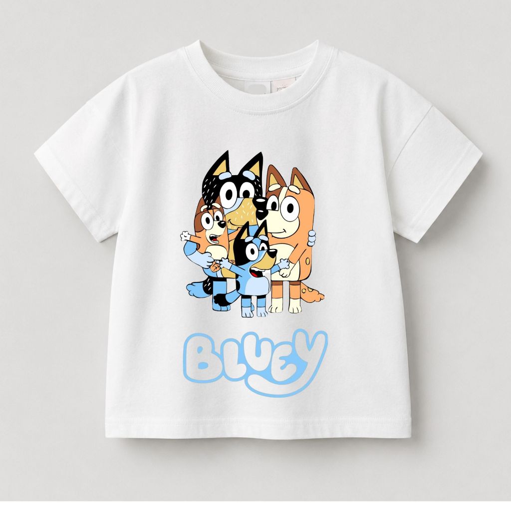 Camiseta Infantil Cachorro azul 100% Algodão Unissex Manga Curta Estampa Personagem Confortável
