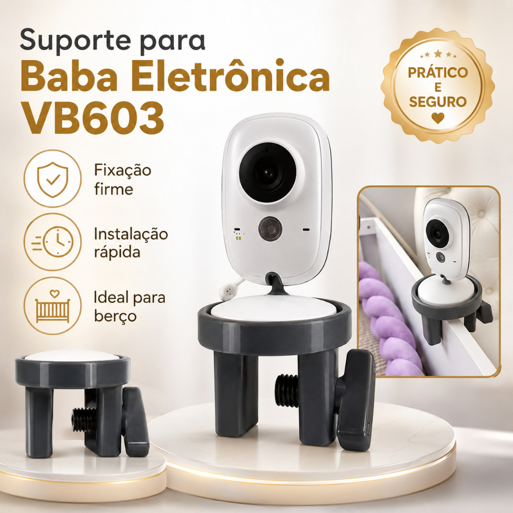 Suporte para Babá Eletrônica VB603, Fixação para Berço, Suporte Ajustável sem Furar