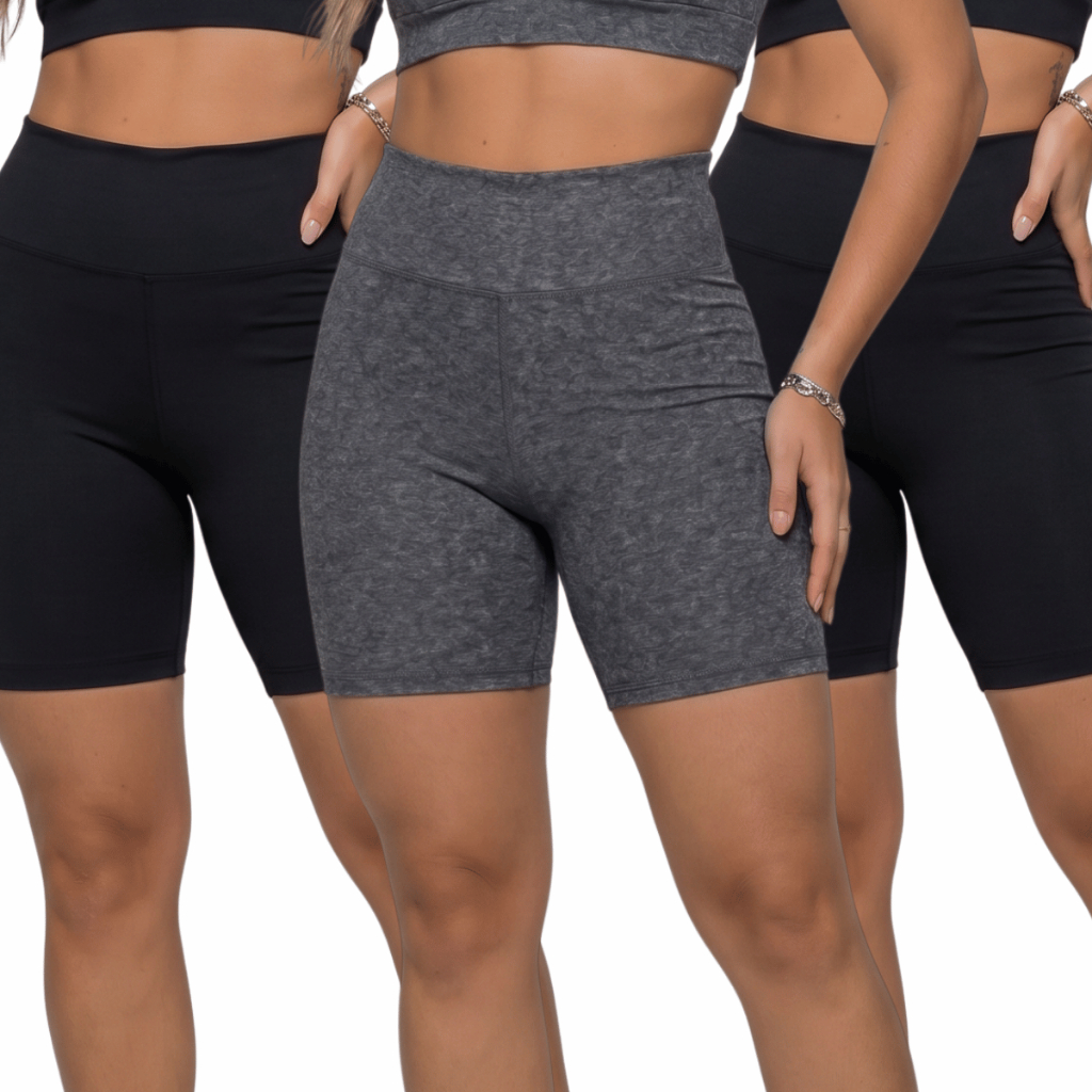 Kit 2 Bermuda Ciclista Profissional Feminina Suplex Cintura Alta Academia Fitness Treino Yoga Corrida Confortável