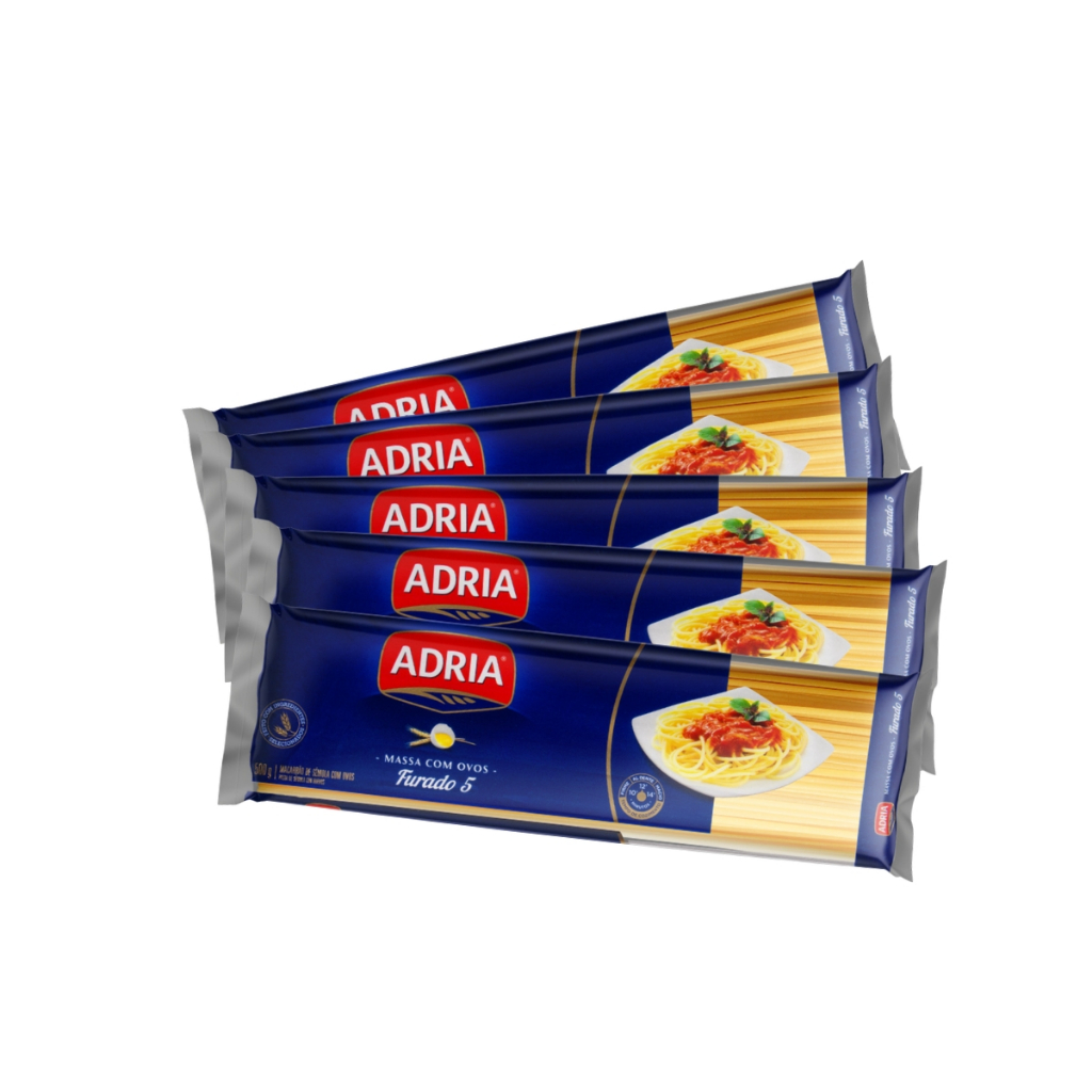 Kit 5un Macarrão com Ovos Adria Furado Nº 5 500g