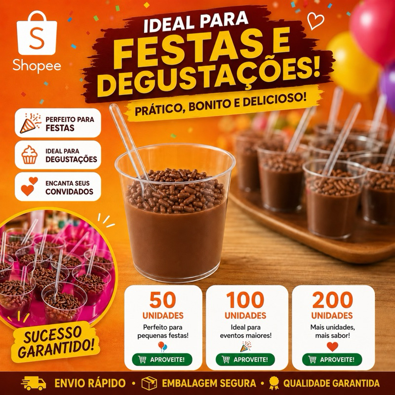 KIT COPINHO 25 ML BRIGADEIRO ACRÍLICO +  MINI COLHER Festa Aniversário Doces
