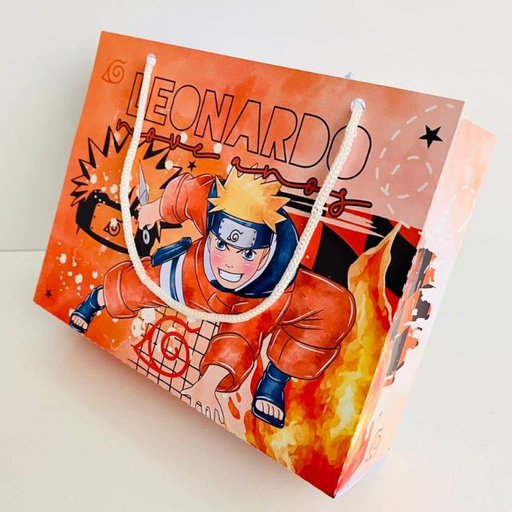 Kit Sacolinha Personalizada Naruto Lembrancinha Surpresa Festa Infantil Aniversário 20x15x6cm