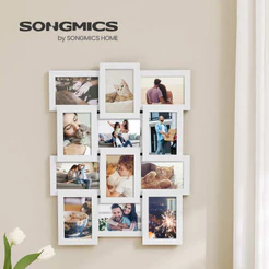 SONGMICS Kit 12 Molduras Quadros Porta-Retratos Múltiplos Para Parede, 10x15 cm Com vidro e fundo