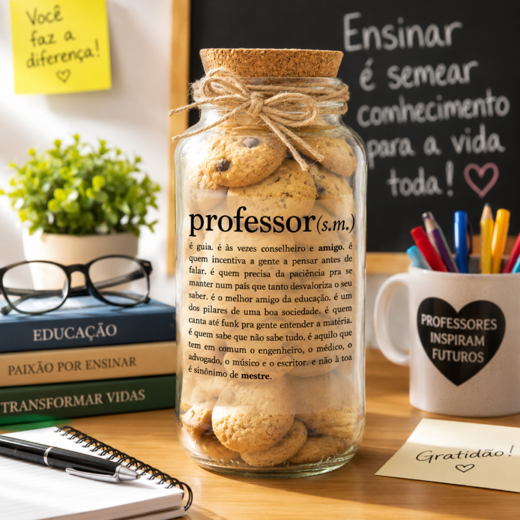 Pote De Vidro Hermético Decorado Significado Professor Presente Dia Dos Professores Artesanal — imagem 2 de 2