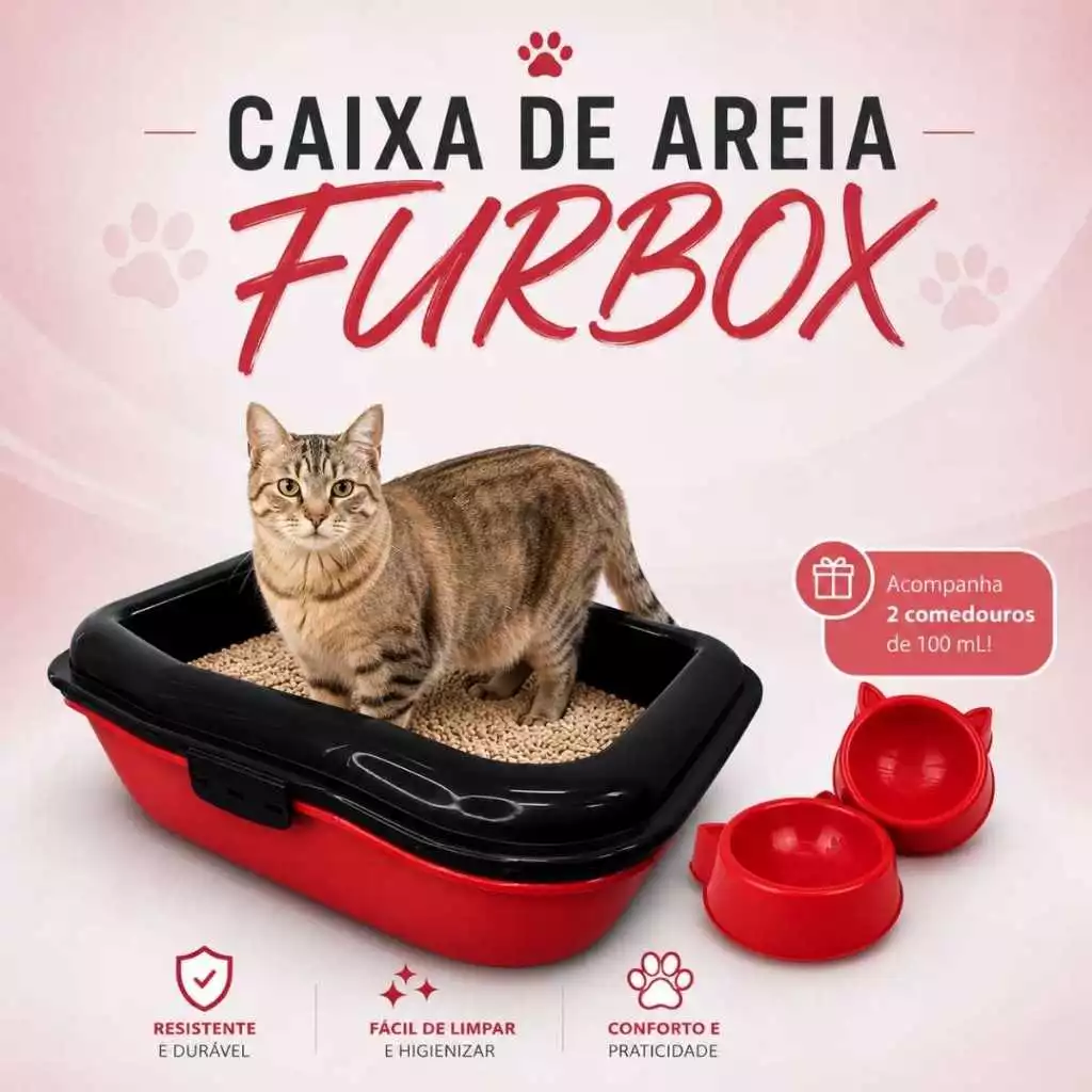 Caixa Areia Furbox Bandeja Banheiro Gato Grande Peneira Alta Funda Sanitário Inteligente Durapets