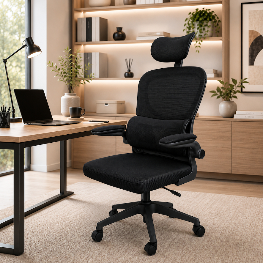 Cadeira ergonômica inclinável escritório gamer estofado mesh giratória rodinhas 